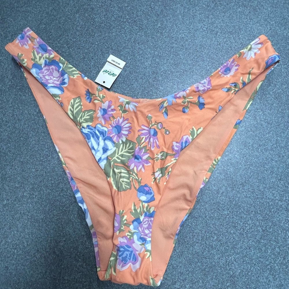 Aerie Peach Floral Bikini Bottom